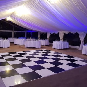 colour wash with black & white dance floor