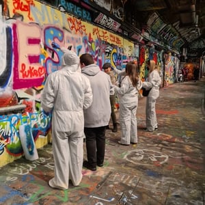 Graffiti team building at Leake street London with cockney green.jpeg