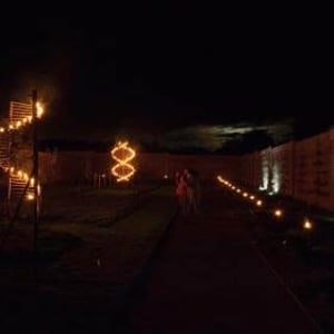 Venue dressing with flames