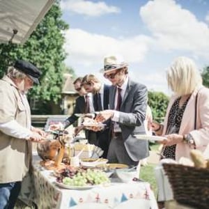 Groaning buffet table at wedding for 130
