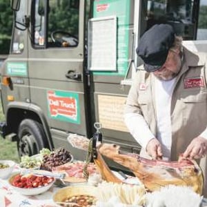 Carving Serrano Ham for guests at wedding for 130 people