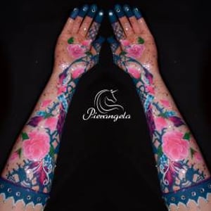 Sleeve Painting Roses, Glitter . Lace and Diamante 