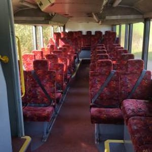 downstairs interior of Regional Transport Shrewsbury Shropshire 100 seat bus coach double decker