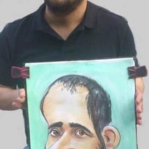 Colour caricature, big nose