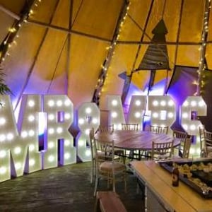 Our Giant Led Mr & Mrs at the award winning Woodhill Hall Otterburn, Northumberland.