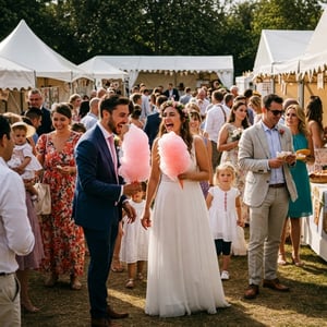 candy floss at a festival wedidng