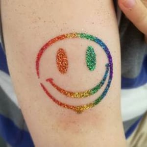 Glitter Tattoo Rainbow Smiley