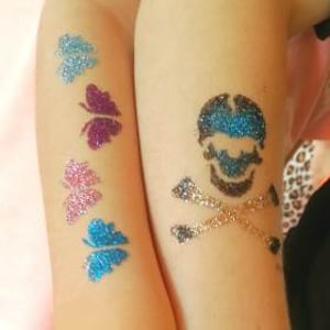 Glitter Tattoo Butterflies & Skull
