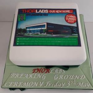 Corporate cake for a local company in Ely Thorlabs breaking ground.