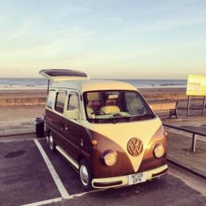 Van at sea front