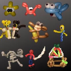 A few balloon creations made at a party.