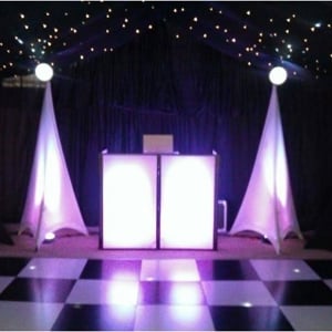 White Booth inc Mirror Balls