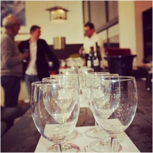 wine tasting at a kitchen showroom