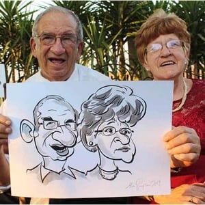 Caricature Old couple Wedding