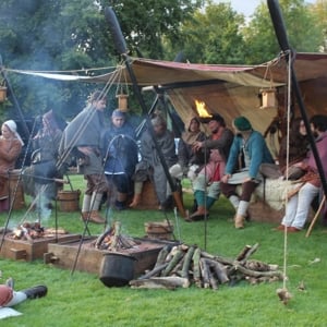 Group under the sail tent