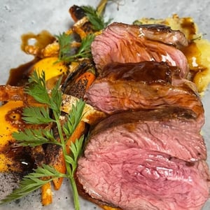 Lamb,honey glazed carrot,red wine lamb jus
