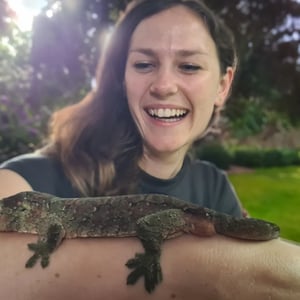 Mossy gecko with guest.