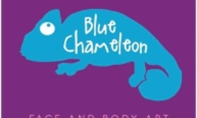 Blue Chameleon Face and Body Art