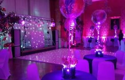 White Gold Rig with mirrorball, Starlit dance floor and uplighters 2