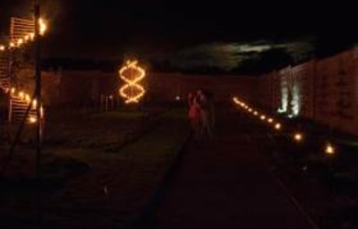 Venue dressing with flames