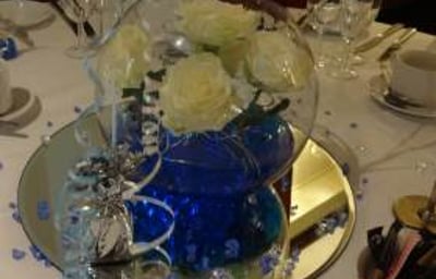 royal blue and ivory fish bowls