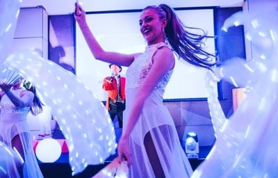 Bollywood dancers with LED wings