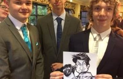 school prom caricature by Mick Wright