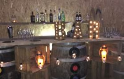 rustic barrel bar
