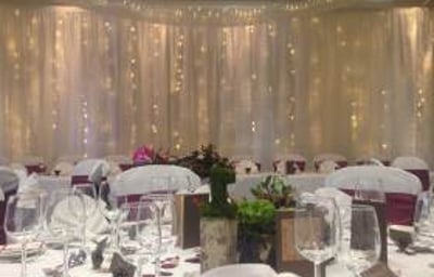 devere new place arden suite ceiling drapes swags backdrop 1
