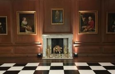Cowdray dinning room black and white dancefloor