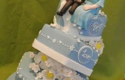 Blue Topsy-Turvy Wedding Cake