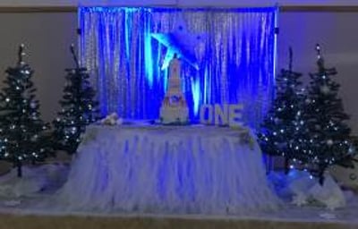 Winter Wonderland Feature Table hire in Hertfordshire, Bedfordshire, Essex & surrounding areas. Perfect for birthdays or corporate events
