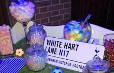Football themed Candy Cart hire in Hertfordshire, Bedfordshire, Essex & surrounding areas. 