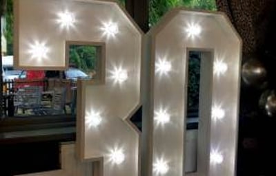 Light Up Number Hire in Hertfordshire, Essex, Bedfordshire & surrounding areas. Perfect for all birthdays, birthdays, weddings, Proms and many more