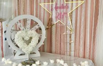 Cake table or feature table decor hire in Hertfordshire, Bedfordshire, Essex & surrounding areas. Perfect for weddings, birthdays & baby showers