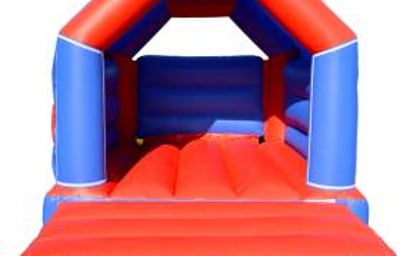 Plain Red & Blue Bouncy Castle Hire - Red & Black 11ft x 15ft Bouncy Castle