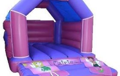 pink and purple bouncy castle