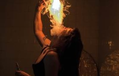 Vaping Fire Eat @ Theatre Delicatessen. Photo Credit Tim Dennell