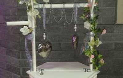 Wishing Well Decorated in Pink and Silver 