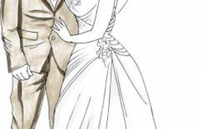 Bride and Groom - Caricature for Wedding Guests to Sign!