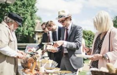 Groaning buffet table at wedding for 130