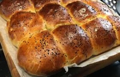 Homemade GingerRookes Sweet Buns dusted with Nigella Seeds