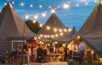 Outdoor Festoon lighting + Walkway
