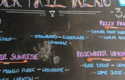 Sample mocktail menu