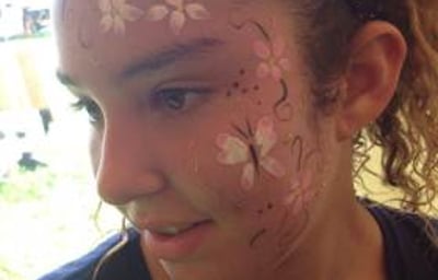 Face paint flowers and butterfly