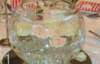 Fish Bowl Vase Centrepiece with Roses
