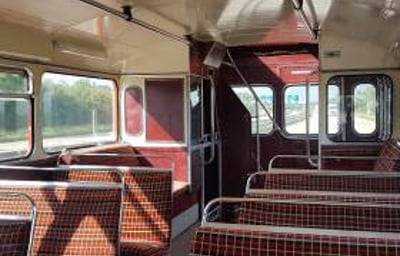 interior of Routemaster coach RMC1490 X15 the beckton express
