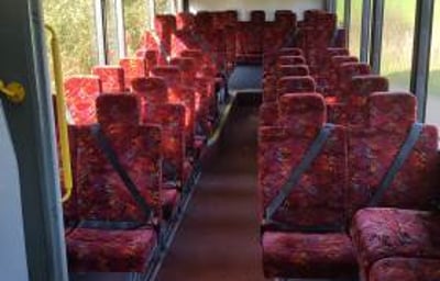 downstairs interior of Regional Transport Shrewsbury Shropshire 100 seat bus coach double decker