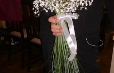 Ranunculus, Gyp & Bear Grass Hand Tied