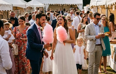 candy floss at a festival wedidng